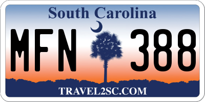 SC license plate MFN388