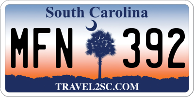 SC license plate MFN392