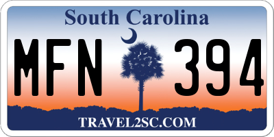SC license plate MFN394