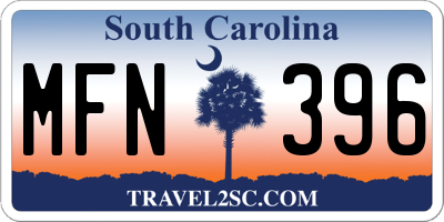 SC license plate MFN396