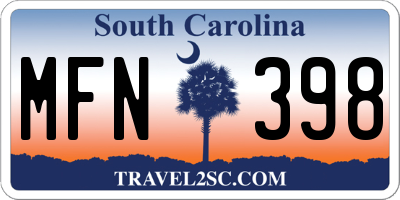 SC license plate MFN398