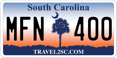 SC license plate MFN400