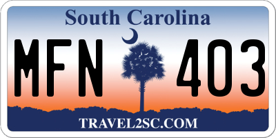 SC license plate MFN403