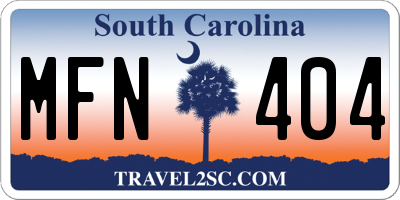 SC license plate MFN404
