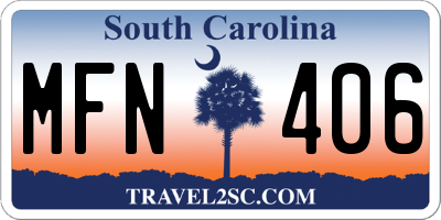 SC license plate MFN406