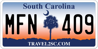 SC license plate MFN409