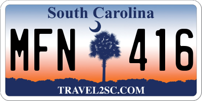 SC license plate MFN416
