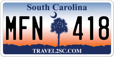 SC license plate MFN418