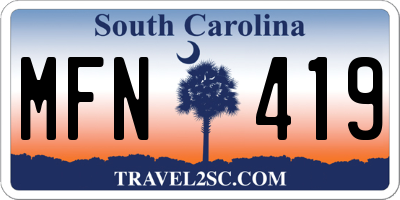 SC license plate MFN419