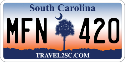 SC license plate MFN420