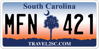 SC license plate MFN421