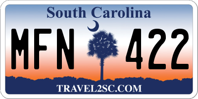 SC license plate MFN422