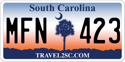 SC license plate MFN423