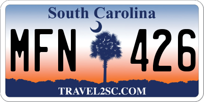 SC license plate MFN426