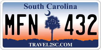 SC license plate MFN432