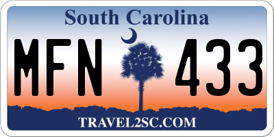 SC license plate MFN433