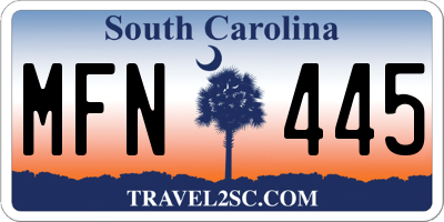SC license plate MFN445