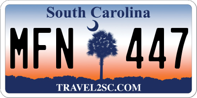 SC license plate MFN447