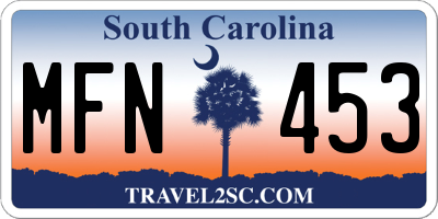 SC license plate MFN453