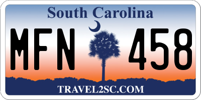 SC license plate MFN458