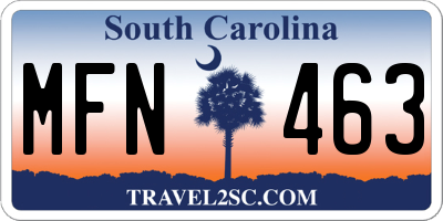 SC license plate MFN463