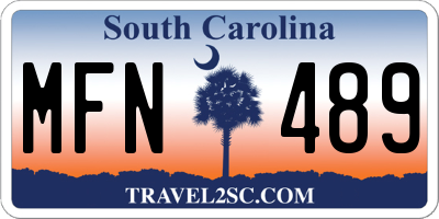 SC license plate MFN489