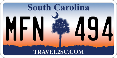 SC license plate MFN494