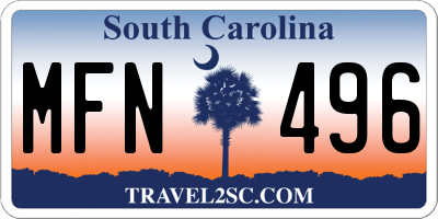 SC license plate MFN496