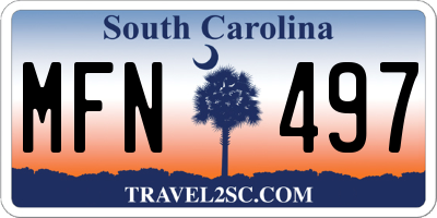 SC license plate MFN497