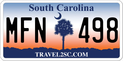 SC license plate MFN498