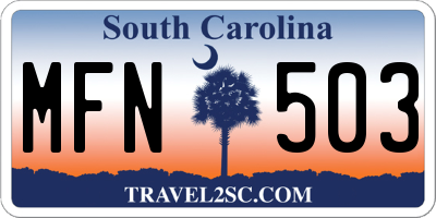 SC license plate MFN503