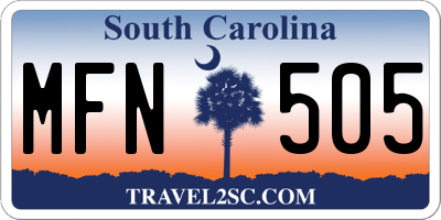 SC license plate MFN505