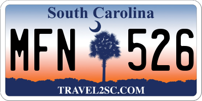 SC license plate MFN526