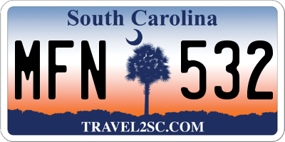 SC license plate MFN532