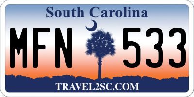 SC license plate MFN533