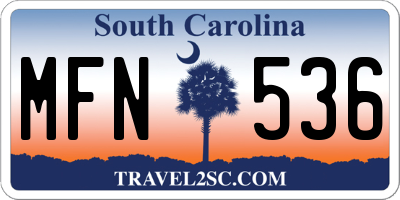 SC license plate MFN536