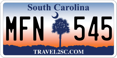 SC license plate MFN545