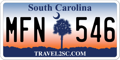 SC license plate MFN546