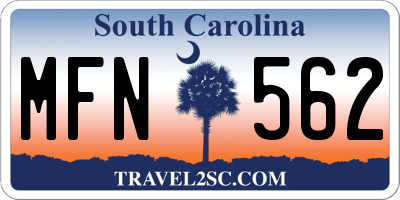 SC license plate MFN562
