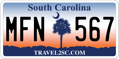 SC license plate MFN567