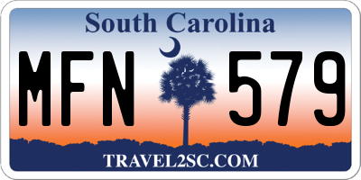 SC license plate MFN579