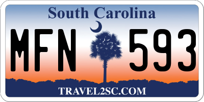 SC license plate MFN593