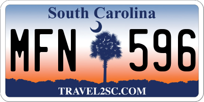 SC license plate MFN596