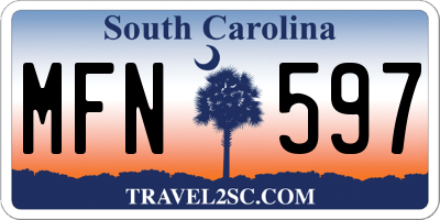 SC license plate MFN597