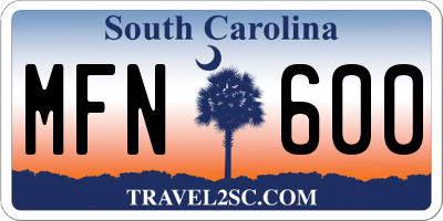 SC license plate MFN600