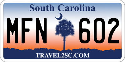 SC license plate MFN602
