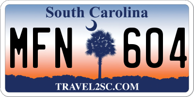 SC license plate MFN604