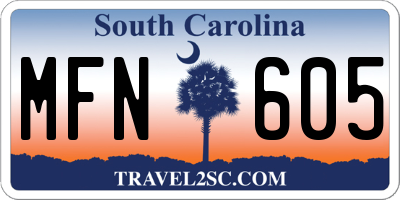 SC license plate MFN605