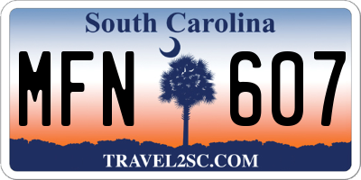 SC license plate MFN607