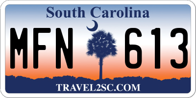 SC license plate MFN613